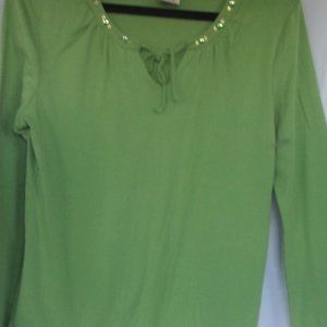 FADED  GLORY GREEN TOP WITH SEQUIN & GREEN STONES